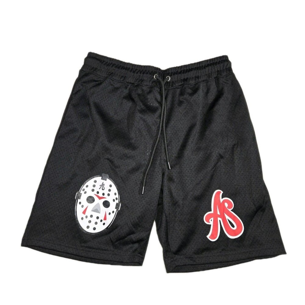 Mens AS Friday The 13th Jason Voorhees Mask Mesh Shorts Large 36x8.5